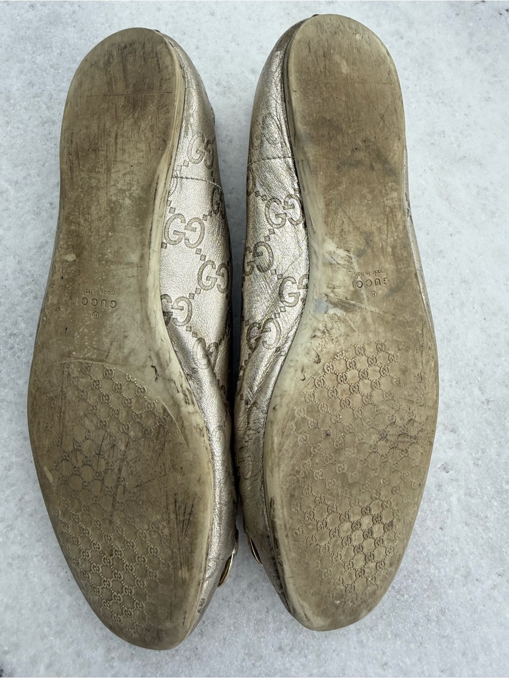 Gucci Metallic Gold Ballerina Shoes womens Size 35.5 - Picture 12 of 16